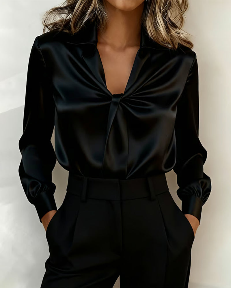 Stijlvolle effen blouse met V-hals