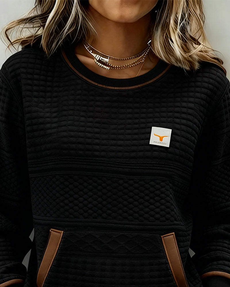 Sweatshirt Met Ronde Hals En Colorblocking