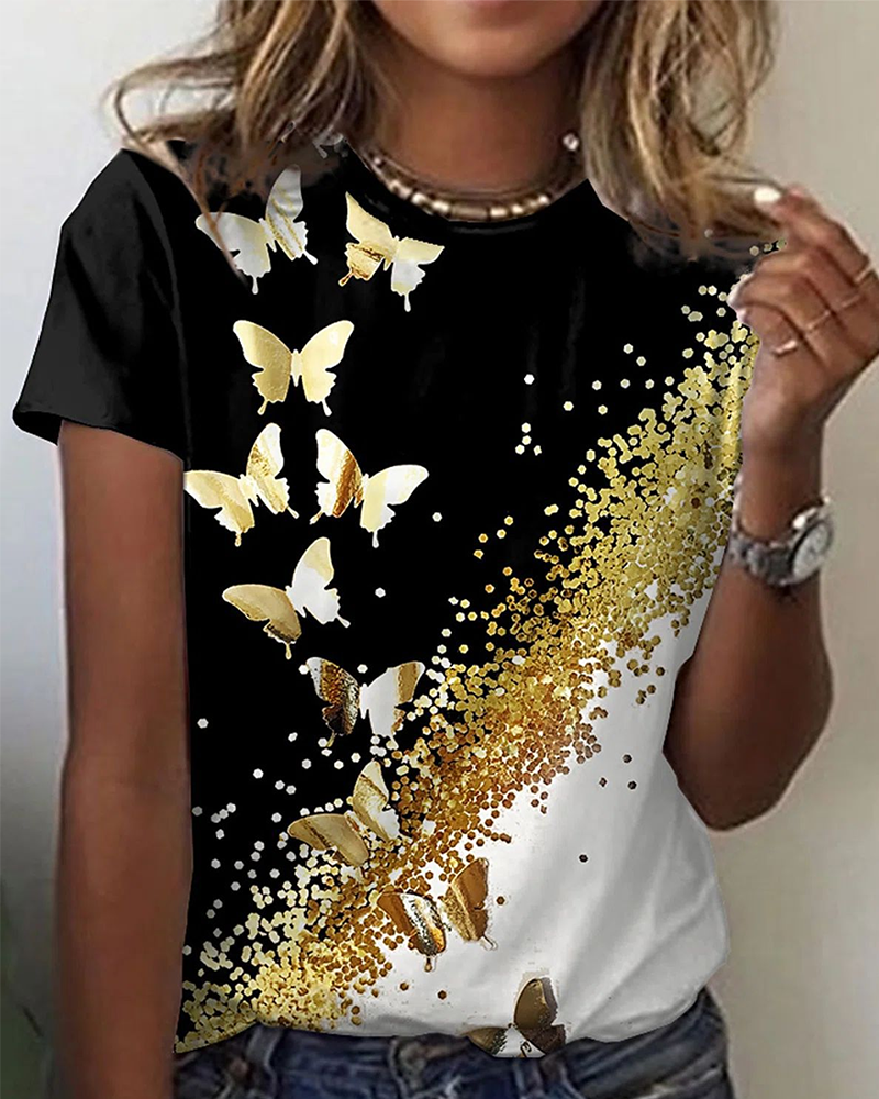 Eenvoudig T-shirt met ronde hals en print