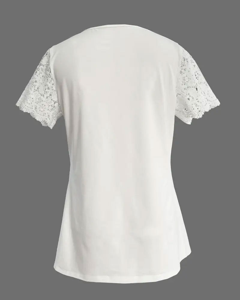 T-Shirt Hol Kant Patchwork Geplooid