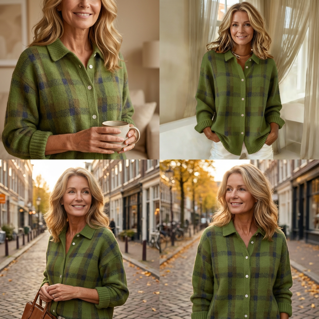 Noelle – Zachte Geruite Overshirttrui