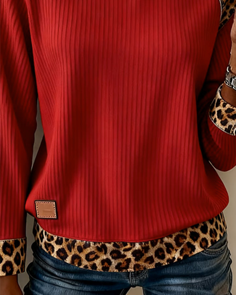 Sweatshirt met leopardprint en ronde hals