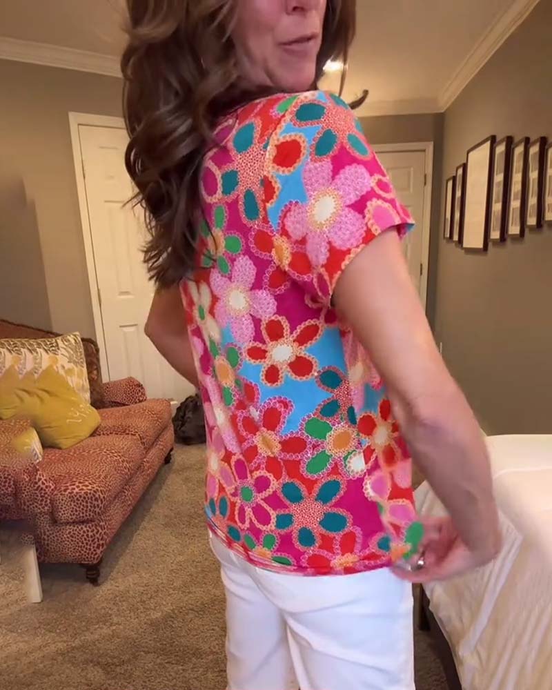 T-Shirt Slim Fit Korte Mouw Geprint