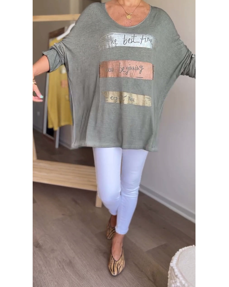 Top met ronde hals en lange mouwen