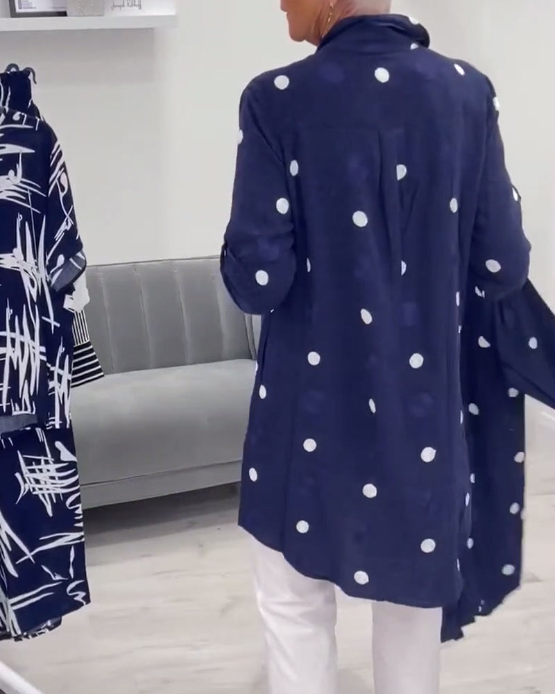 Casual reversoverhemd met stippenprint