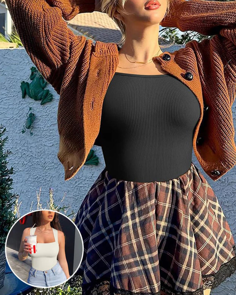 Effen kleur mouwloos tank bodysuit