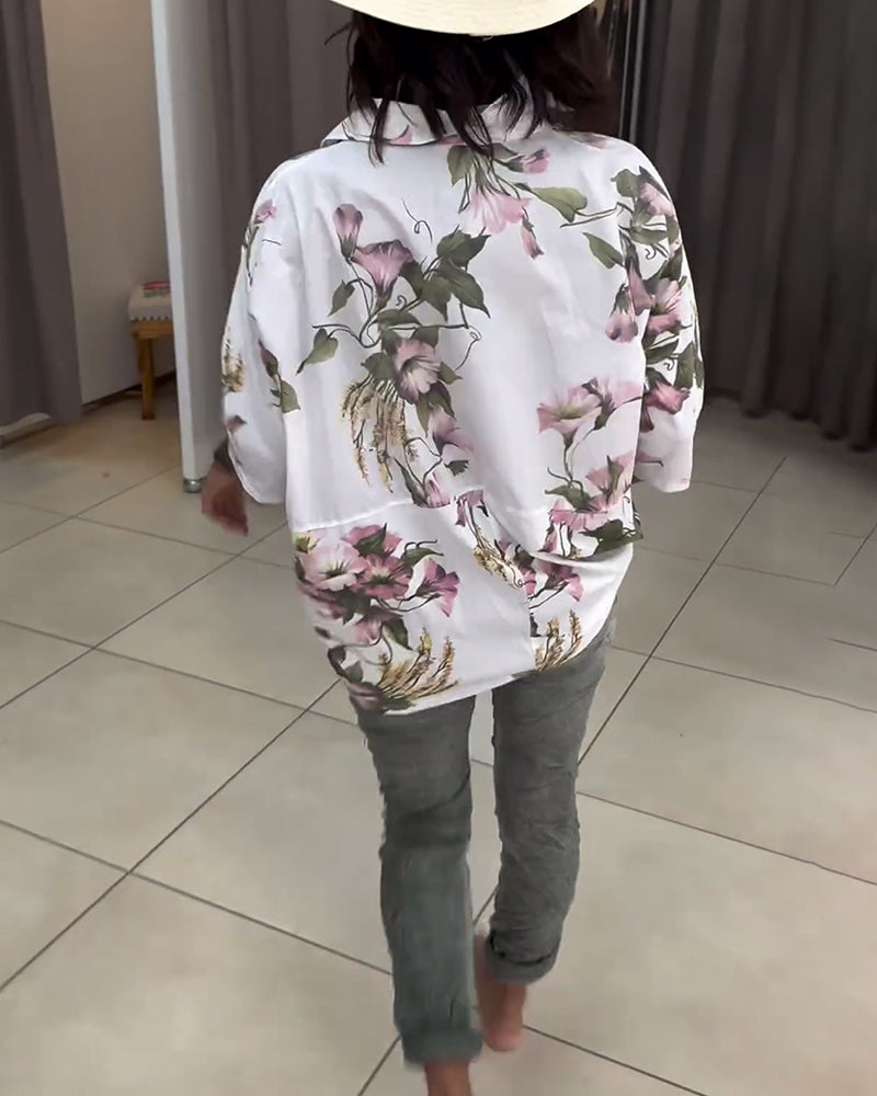 Elegante reversblouse met bloemenprint