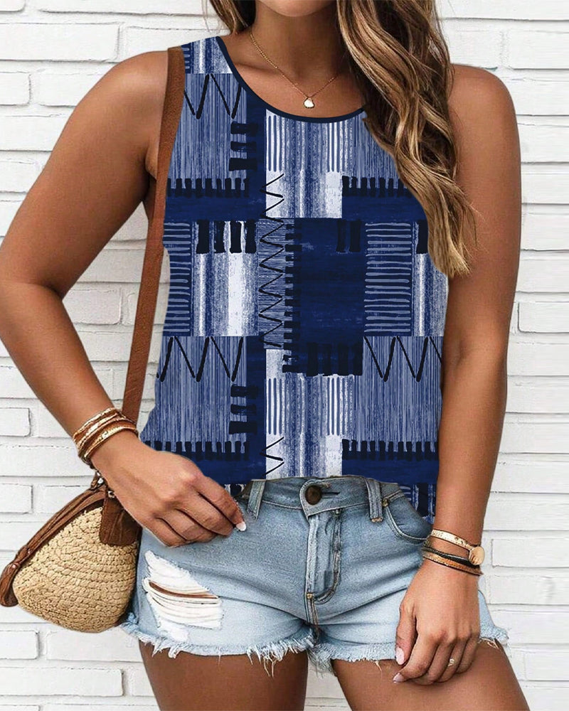 Top Zonder Mouwen Vintage Print