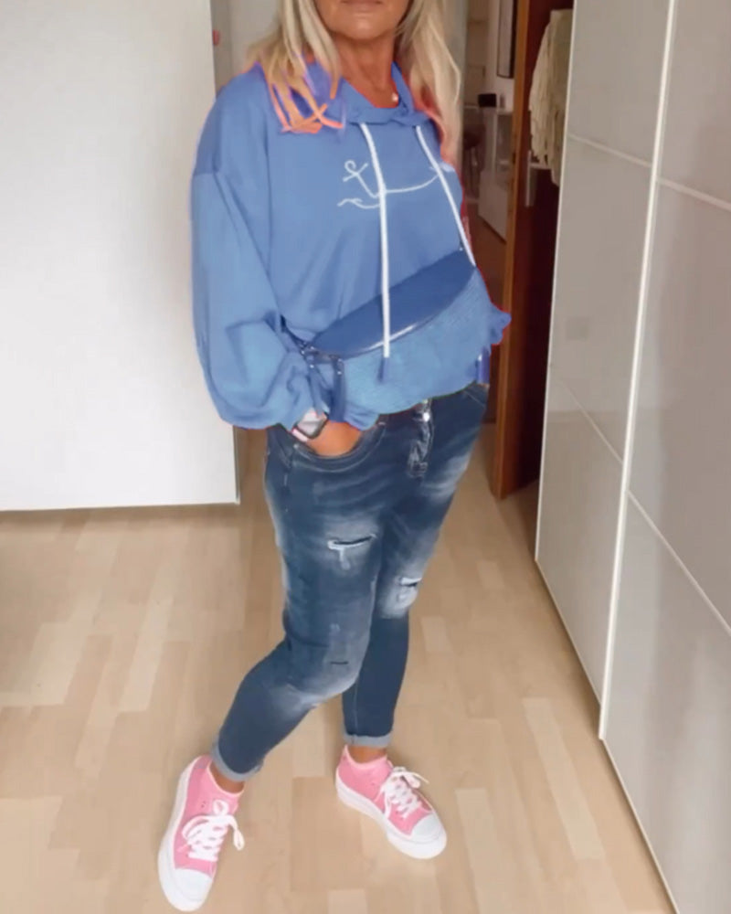 Losse hoodies met ankerprint