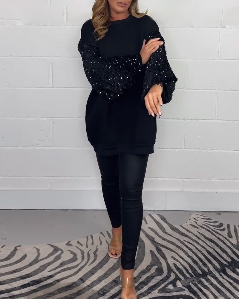 Casual sweatshirt met ronde hals en lange mouwen