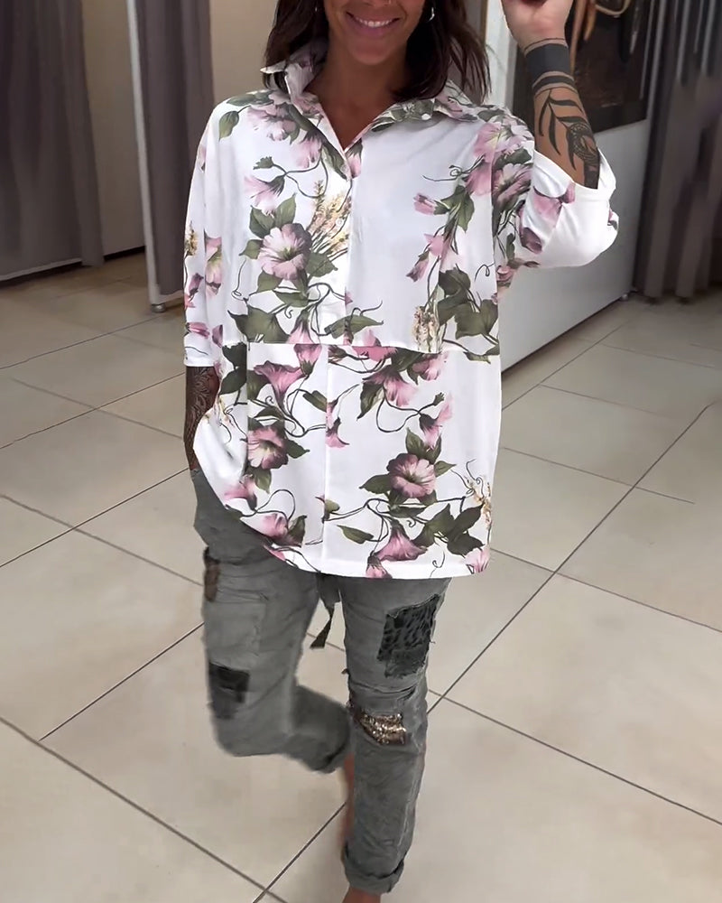Elegante reversblouse met bloemenprint