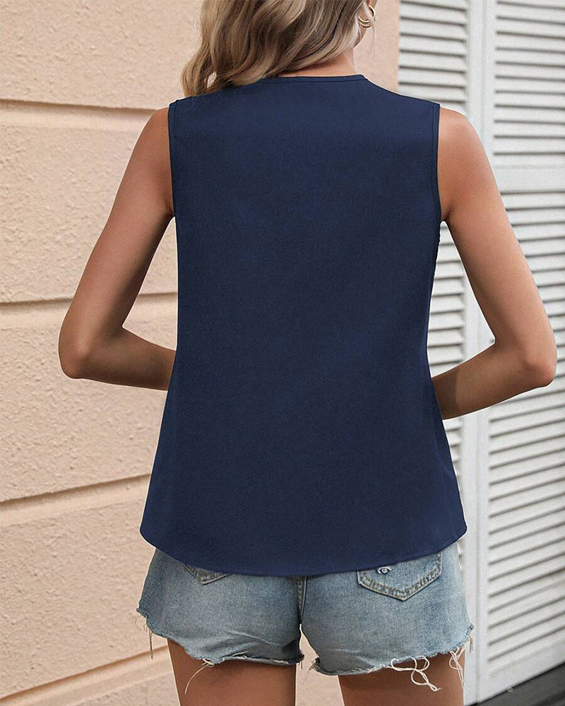 Tanktop Zonder Mouwen Onregelmatige Contrastkleur