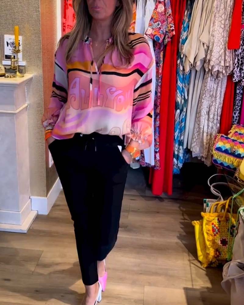 Casual top met contrasterende ophanging