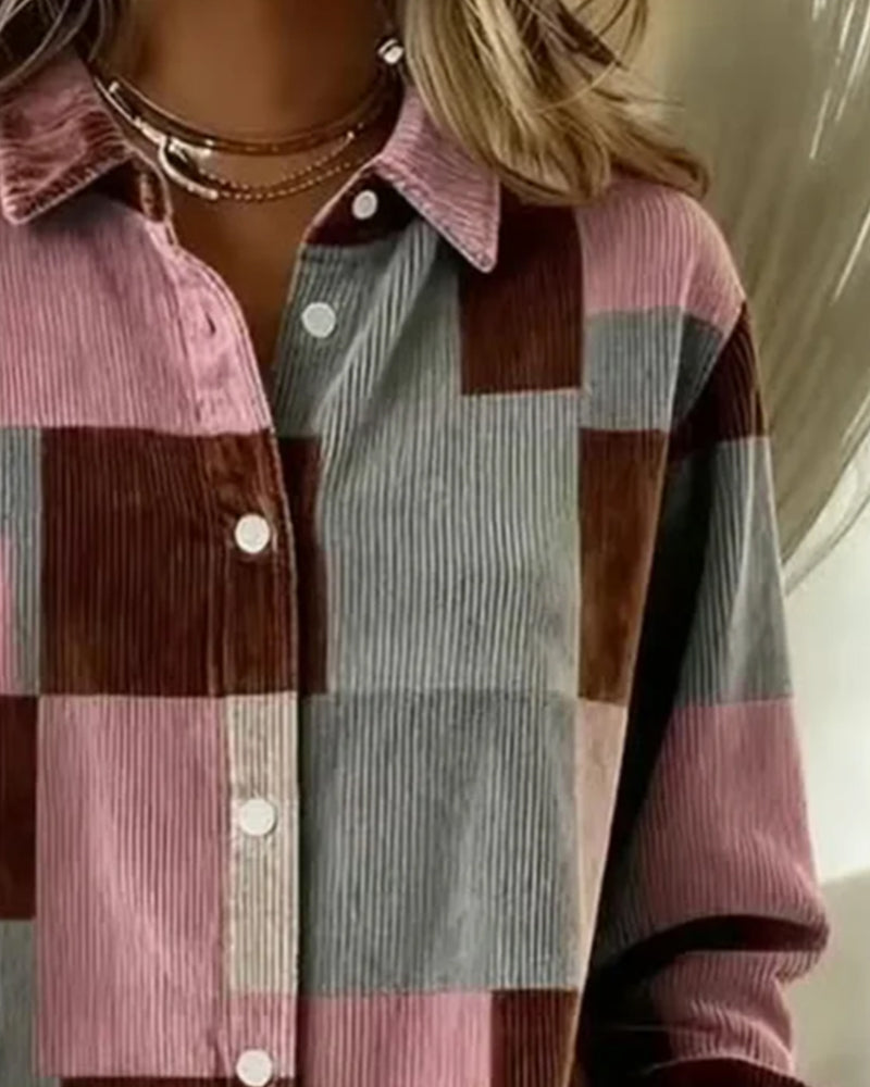 Modieus Ribfluwelen Overhemd Met Reverskraag