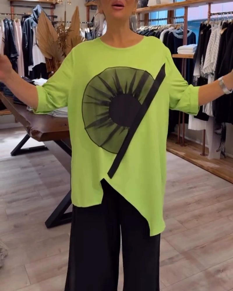 T-Shirt Bloemenprint Korte Mouwen Casual