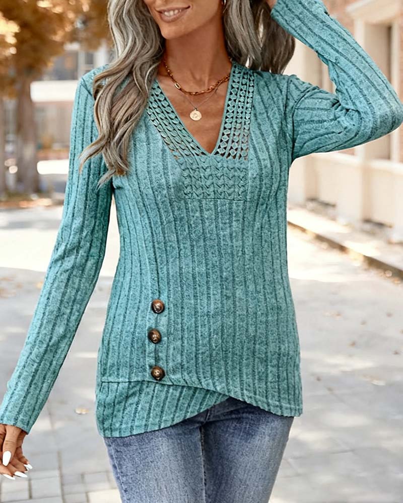 Top casual v-hals effen kleur