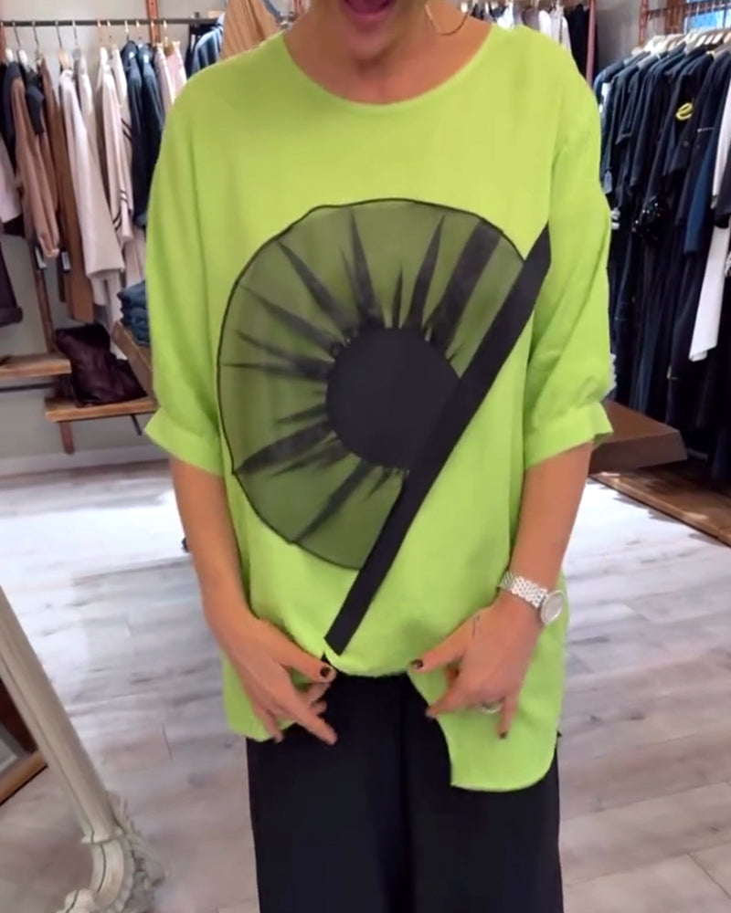 T-Shirt Bloemenprint Korte Mouwen Casual