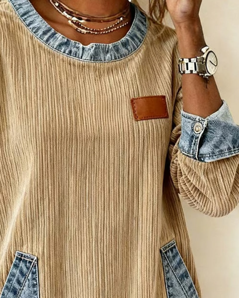 Sweatshirt casual lange mouwen denim zak