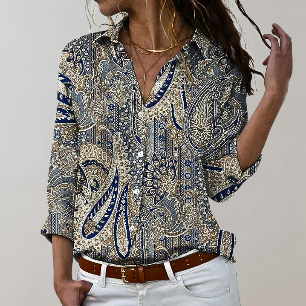Dames blouse met lange mouwen in paisleyprint - stijlvol voor kantoor en casual