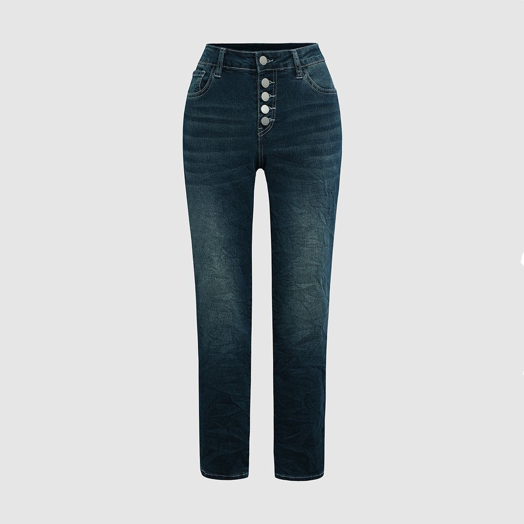 Dames hoge taille skinny denimbroeken blauw - casual dagelijkse basisstuk, zachte stof, slanke pasvorm