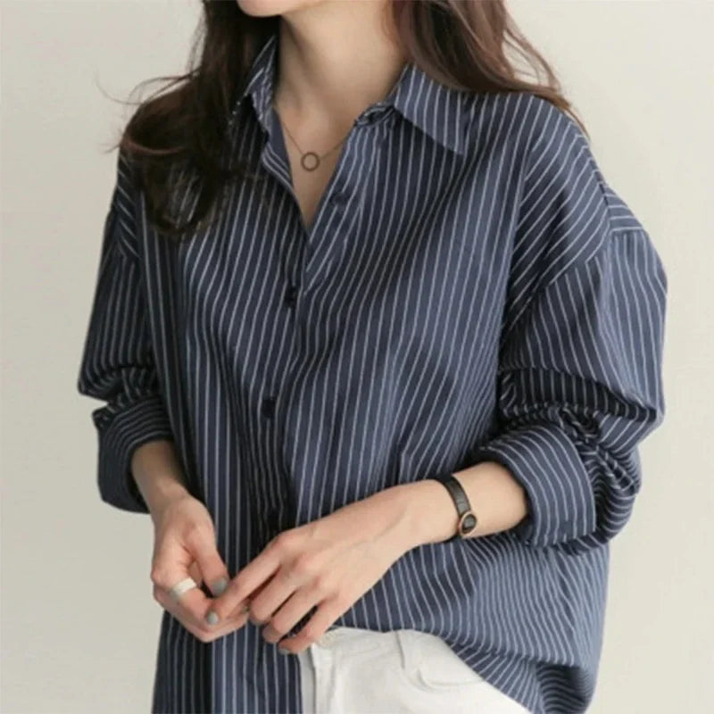 Gestreepte oversized blouse