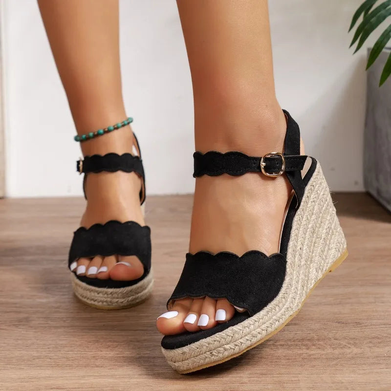 Zwarte Espadrille Sleehakken