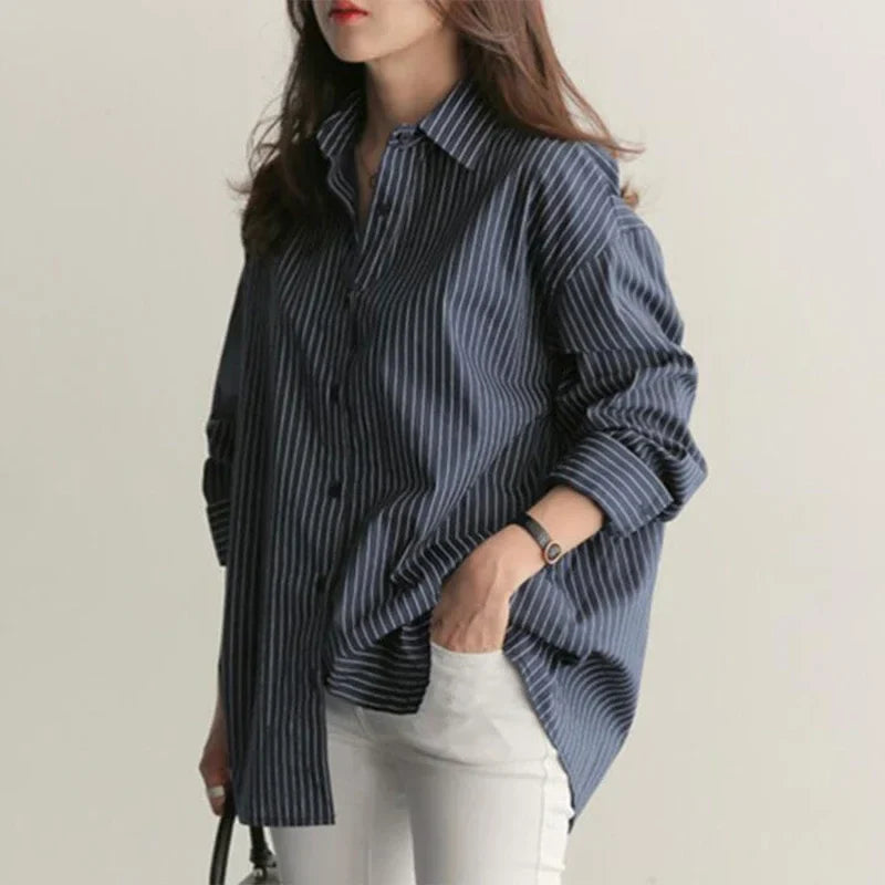 Gestreepte oversized blouse