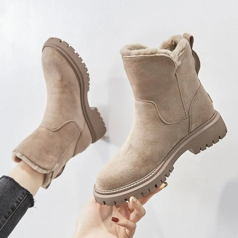 Enkellaarsjes - dames faux suede met rits voor de winter