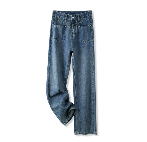 Wide boyfriend jeans - stijlvolle blauwe spijkerbroek voor een relaxte look