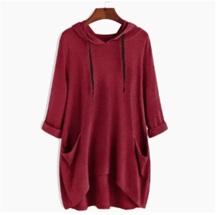 Dames hoodie tuniek met relaxte pasvorm en zakken - casual zachte top voor elke dag