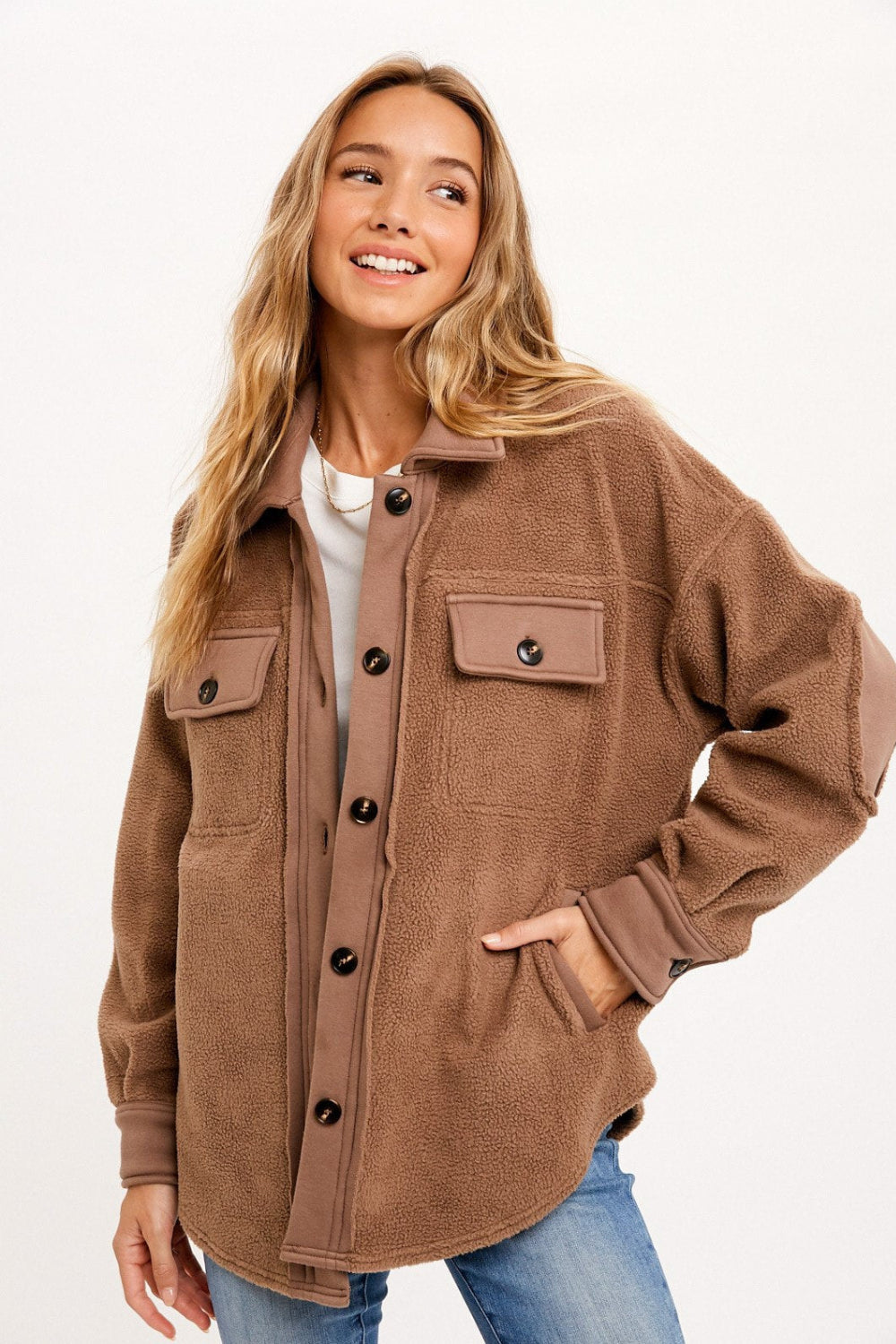 Dames buitenjas oversized fleece top - zachte warme laag voor casual draagmomenten