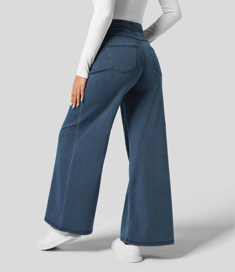 Dameswide-leg broeken - hoge taille denim voor casual uitjes