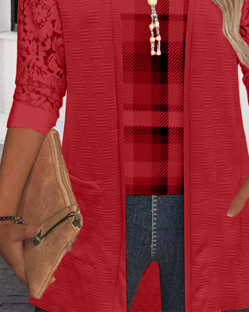 Top Met Faux Twee-Delige Ruitjeslook