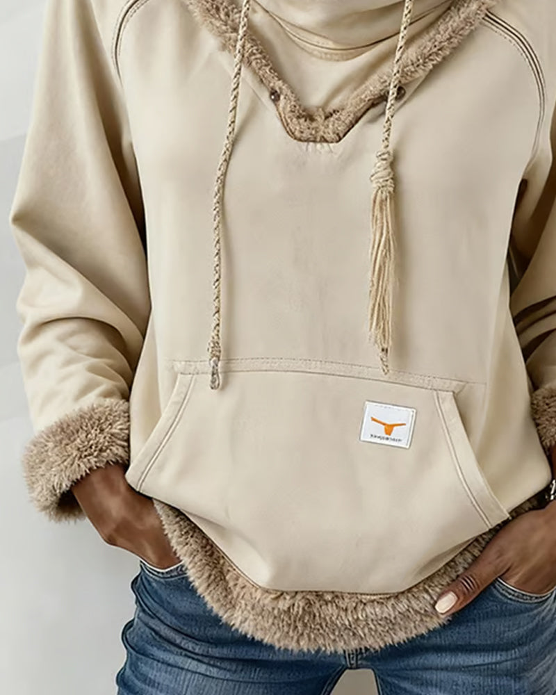 Langmouwige Sweatshirt Met Patchworkdetails En Zak