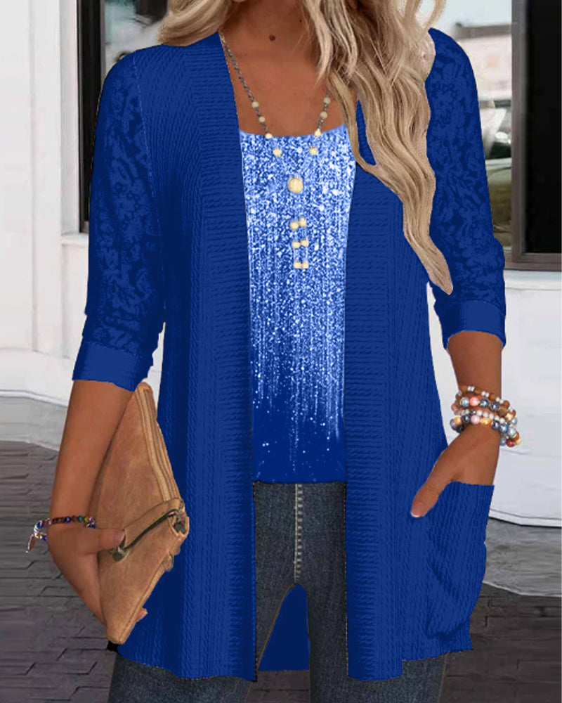 Modieuze Top In Nep-Tweedelig Ontwerp