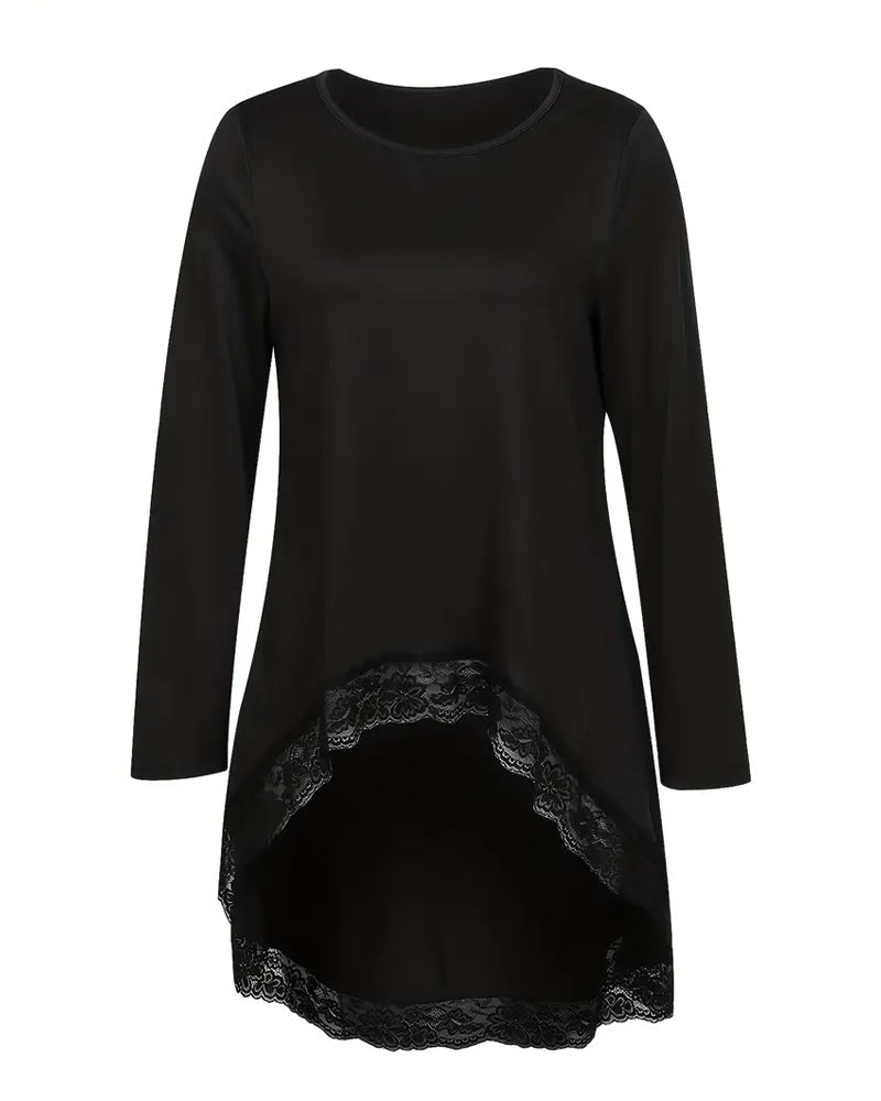 Onregelmatige Lange Mouwen Top Met Mesh-Patchwork