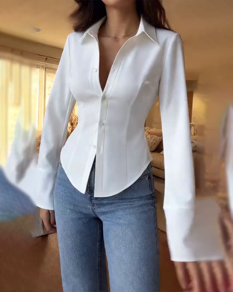 Overhemd elegant effen kleur slim fit