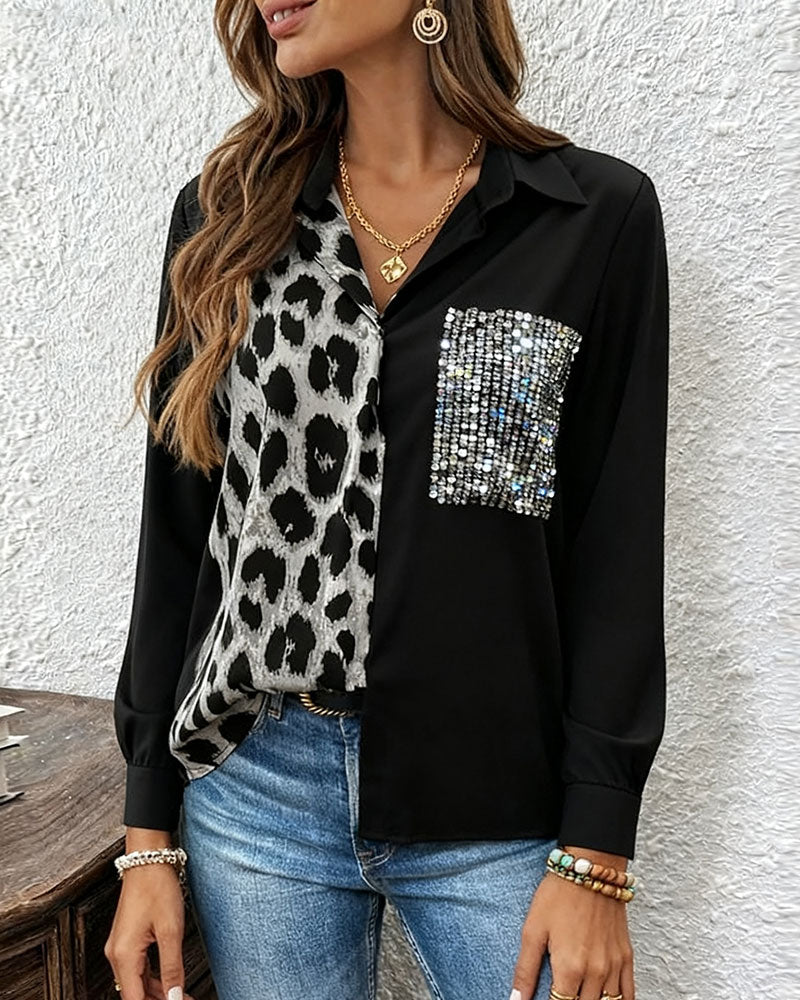 Shirt Met Luipaardprint En Contrasterende Strass