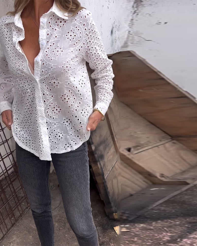 Shirt Lange Mouwen Revers Uitsnede