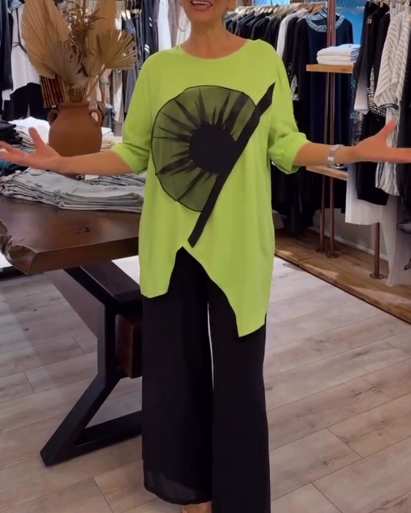 T-Shirt Bloemenprint Korte Mouwen Casual