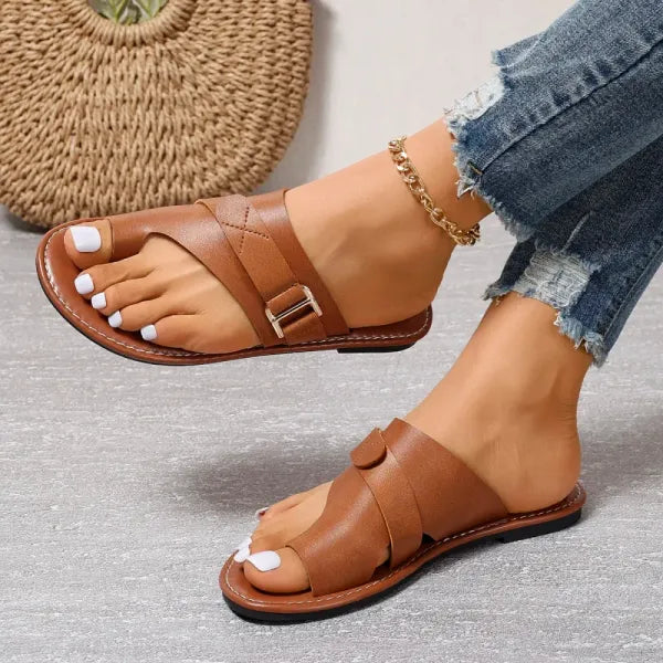 Dames leren sandalen - stijlvolle zomer slip-on schoenen