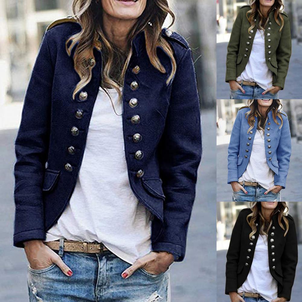 Militaire blazer - getailleerd dames jasje met gouden knopen en schouderdetails